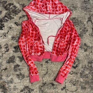 SHEIN Pink Heart Patterned Jacket